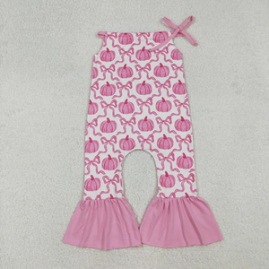 Conjuntos de Ropa para Bebés y Niñas Pequeñas, Estilo Casual de Halloween, Color Rosa, con Lazo de Calabaza Bordado, Ecológicos, para Otoño, Combinados para Hermanas - Product Image 4