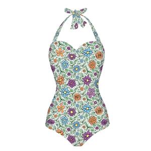 Bikini tejido con tirantes, ropa de playa, verano 2025, Fiesta en la playa, estampado de Damas maduras a pedido, traje de baño Retro de una pieza personalizado - Product Image 2