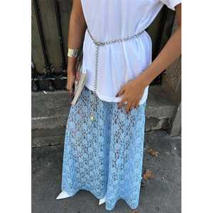 Jupe longue élégante en dentelle pour femme, taille naturelle, en mousseline de soie, fluide et douce, 4047 - Product Image 1