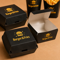 Boîtes à plats en papier kraft personnalisées imprimées, jetables, pour la restauration rapide, les restaurants, les ailes de poulet, les hamburgers, les frites