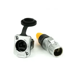 Conector de montaje en panel RJ45, resistente al agua, ip65, carcasa Circular de Metal, RJ45, ethernet, 8p8c