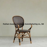 Fauteuil individuel en rotin naturel tressé avec accoudoirs, mobilier de maison, chaise de salle à manger décontractée style Wabi-Sabi pour salon