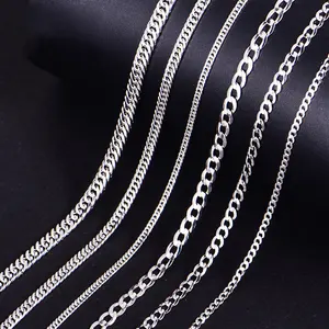 RINNTIN SC Wholesale Cadena De Plata 925 Men Necklace Jewelry Joya Plata Hip Hop Colar Cuban Cadena Custom Chain For Women