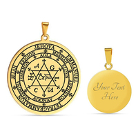 Grand Pentacle de Salomon le Grand Grimoire avec la Grande Clavicule de Salomon Amulette Talisman Pendentif en acier inoxydable Collier