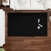 Tapis personnalisé avec motif portrait, tapis et tapis de caractère Bruce Lee noir et blanc, designers de tapis personnalisés