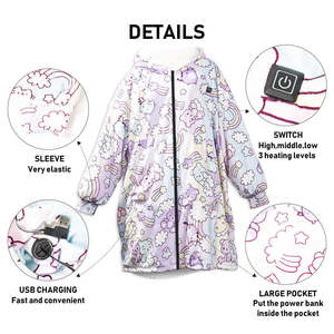 Pijamas nuevos de invierno con batería eléctrica, manta con capucha, naturaleza, lavable a máquina, manta usable calentada por Usb - Product Image 3