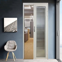 Porte coulissante pliante moderne blanche et noire minimaliste en alliage d'aluminium, ensemble complet pour salle de bain, cuisine, verre trempé, usage intérieur