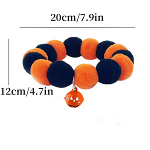 Collar de Halloween para Mascotas, Bufanda Elástica con Pompones para Perros y Gatos, Decoración de Calabaza de Dibujos Animados, Tamaño Pequeño y Mediano - Product Image 4