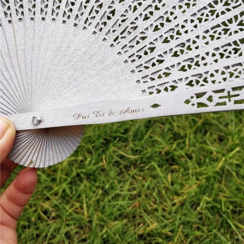 2023 New Folding Hand Held Fan Chinese Classic Bamboo Wooden Carved Fans For Outdoor Wedding Party Favor