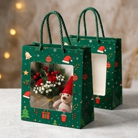 Sacs en papier personnalisés avec logo, fenêtre et poignées, pour cadeaux de Noël, de mariage, de baby shower et autres événements festifs