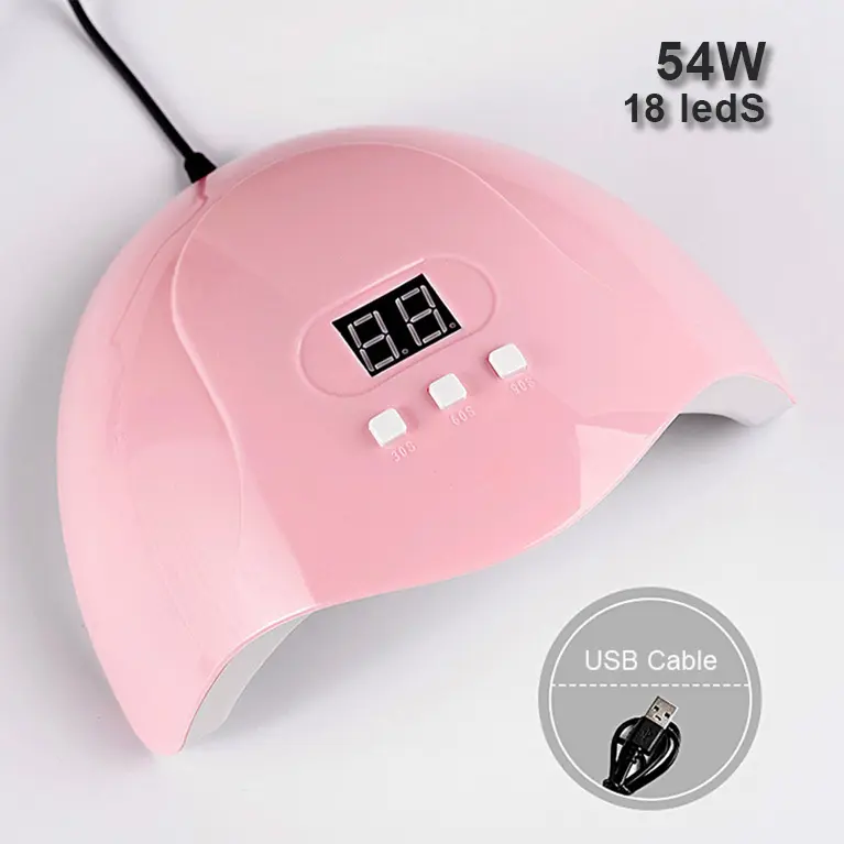 Portable Sun X3 USB 54w UV Led Nail Lamp for Nail Gel Polish Drying Private logo Pink Nail Light