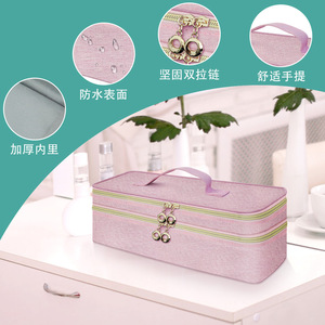 Pink Double Layer <b>Hair</b> <b>Dryer</b> Organizer <b>Bag</b> 39x14x14cm Fabric Bathroom Storage - Product Image 4