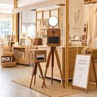 Machine à photos portable vintage avec imprimante, design en bois, pour location événementielle (mariages, fêtes)