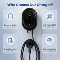 Station de recharge murale intelligente pour véhicules électriques, fabrication OEM personnalisée, type 2, norme GBT, 7 kW, 11 kW, 22 kW, avec contrôle par application