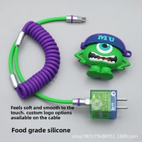 Kabel Data Silikon Cair Grosir 240W C ke C DIY Spiral Retractable Pengisian Cepat Kompatibel CarPlay PD untuk Iphone 18