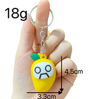 Cartoon Kunstfruit Rubber Sleutelhanger Hangertje DIY Rugzak Charms Zachte PVC Durian Mango Pop Watermeloen Ananas Sleutelhanger