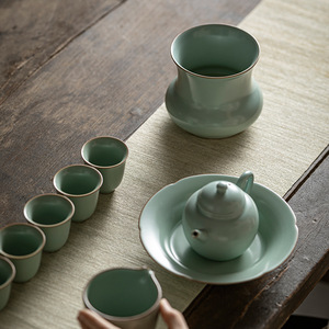 Cuenco de porcelana Guanlan Tianqing Ru Kiln Jianshui para lavado de té, cuenco de agua, cesta para desechos de té, accesorios retro para el juego de té de preparación en seco - Product Image 5