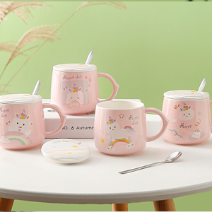 Tazas de cerámica personalizadas, tazas creativas de café, leche, té, porcelana única con tapa y cuchara - Product Image 2