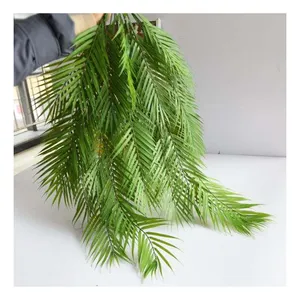 Plastic Artificial Palm Leaves Branch Tropical Faux Areca Palm Bush Greenery For Home Decor Indoor