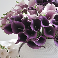 Künstlicher Calla-Lilien-Strauß 7 Stiele Handgebundene EVA Kunstblumen Rosa Lila Hochzeit Heimdekoration