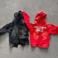 Ensemble sweat à capuche et short vintage délavé à l'acide, effet usé, 400 g/m², sweat à capuche personnalisé avec fermeture éclair, short imprimé en relief