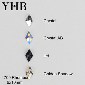 YHB Brillantin Kristall Nagelcharms Flache Rückseite Hotfix Rhombus-förmige Strass-Steine für Schuhe, Taschen, Handys, Stoffe und Kleidung - Product Image 1