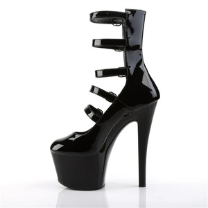 Nuovo arrivato 20cm Cool stivali da donna in ecopelle tinta unita tacco alto Pumps con fibbia scarpe da ballo addominali spesse per l'inverno - Product Image 5