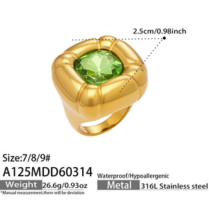 Luxury Vintage Stainless Steel <b>Ring</b> Colorful Glass <b>Tiger</b> <b>Eye</b> Stone 18K Gold Plated Jewelry for Women - Product Image 5