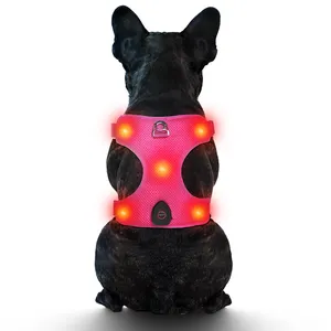 IP44 Waterproof New Design LED Pet Vest Nylon Neoprene Outdoor Rechargeable LED Dog Harness