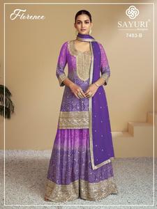 Vêtements et accessoires Vêtements ethniques Costume palazzo entièrement cousu Florence avec dupatta pour mariage et fête - Product Image 2