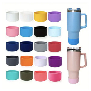 Pelindung dasar cangkir silikon Glitter merah muda panas gemerlap Boot pelindung bawah <span class=keywords><strong>Tumbler</strong></span> berkilau untuk Cup Quencher Adventure 40oz - Product Image 3