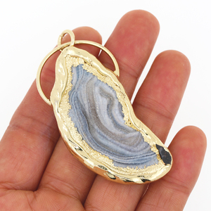Agate blanche brute Druzy <span class=keywords><strong>Geode</strong></span> pendentif 18K plaqué or cristal guérison bijoux bricolage accessoire <span class=keywords><strong>trouver</strong></span> - Product Image 3