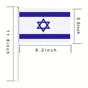 Banderas Miniatura de Israel Personalizadas de Poliéster al por Mayor, Banderas Pequeñas de Mano con Asta para Decoración - Product Image 1