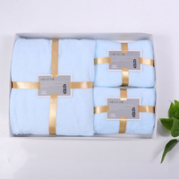 Serviette en velours corail absorbante en gros, ensemble de 2/3 pièces, épaissi, ensemble de serviettes de bain cadeau avec logo, ensemble de serviettes de plage pour maman