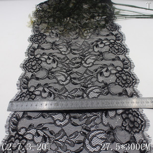 دانتيل شانتيلي فرنسي أسود ناعم غير مطاطي 100% نايلون بنقشة زهور فاخرة 27 سم لفساتين النساء 2025 - Product Image 2