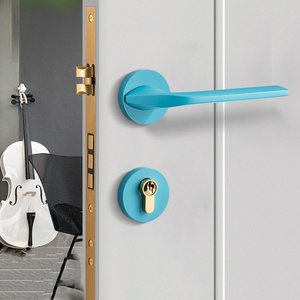 Manija de Puerta de Latón Silenciosa de Primera Calidad a Precio de Fábrica, Manija de Puerta Azul con Palanca para Puerta de Madera para Apartamento, Villa u Hotel - Product Image 1