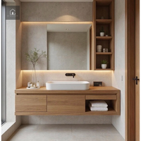 Meuble-lavabo flottant moderne XINGRUO avec vasque intégrée, armoire de rangement OEM sur mesure