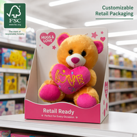 Op maat gemaakte OEM roze berenpluche met rood hart voor groothandel Valentijnsgeschenken en seizoenshandel.