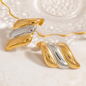 Stainless Steel <b>Stud</b> Earrings Geometric Irregular Design 18k Gold Plated <b>Titanium</b> Steel For Women Fashion Jewelry - Product Image 2