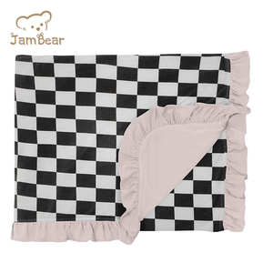 Manta con volantes <span class=keywords><strong>de</strong></span> bambú, manta envolvente para bebé, <span class=keywords><strong>Jersey</strong></span> orgánico, manta <span class=keywords><strong>de</strong></span> <span class=keywords><strong>canastilla</strong></span> para bebé, envoltura sostenible para bebé - Product Image 4
