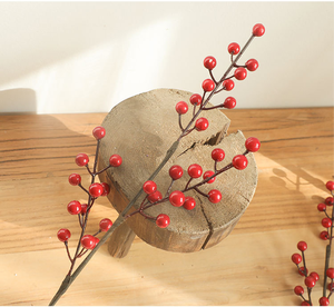 Cành quả giả Holly đỏ trang trí, nhân tạo, dùng cho trang trí nhà cửa dịp Tết và Giáng sinh, dùng được quanh năm - Product Image 2