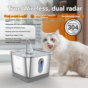 Distributeur d'eau intelligent pour animaux de compagnie en acier inoxydable 304 à double détection radar, capacité de 4 L, vente en gros, best-seller pour <span class=keywords><strong>chiens</strong></span> et chats - Product Image 3