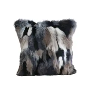 Wholesale 18x18 Inch Mink Fur Cushions Soft Faux Fox Fur Striped Pillow Case Home Decorative Plush Throw Cushion Covers