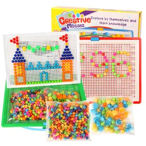 296 buah/set kotak dikemas butiran jamur manik kuku cerdas 3D permainan Puzzle papan gergaji untuk anak-anak mainan pendidikan