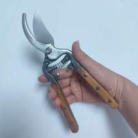 Sécateur professionnel à lame courbée, manche en bois, cisailles de jardin robustes en acier au carbone avec lame tranchante