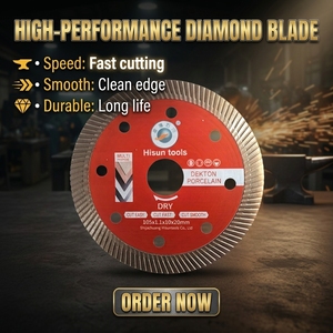 Disque de coupe diamanté super fin turbo de 4, 4,3 et 5 pouces pour carreaux de céramique, à usage à sec - Product Image 1