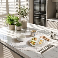 Assiette en céramique blanche à 3 compartiments, plateau de service pour le petit-déjeuner, le déjeuner, la restauration, la maison, la table