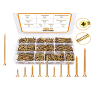 Vis à bois en acier au carbone zingué jaune, kit assorti de 825 pièces, système de mesure métrique