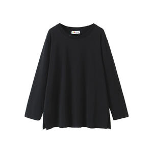 รันฉีเสื้อยืดแขนยาวผู้หญิงไซส์ใหญ่ สีพื้น ผ้าถัก ทรงหลวม มีป้าย N8763 - Product Image 1