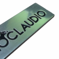 Plaque signalétique métallique en aluminium épais, anodisée argent brillant, personnalisée pour presse à huile, avec adhésif
